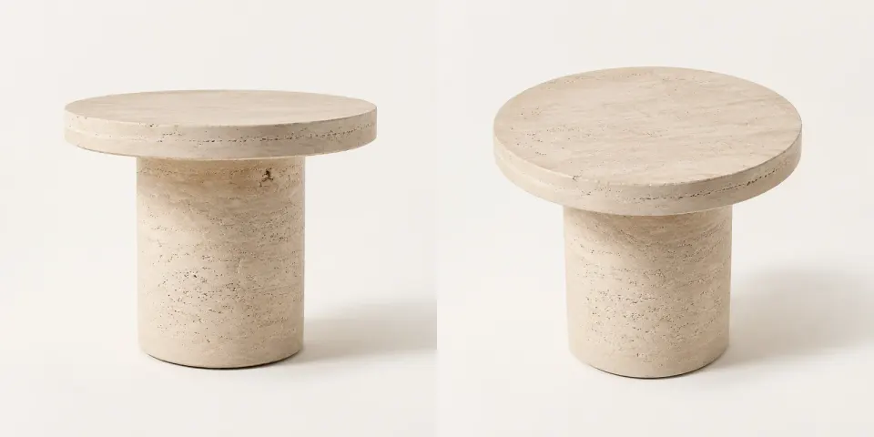 Illustratief assortiment van natuurstenen bijzettafels