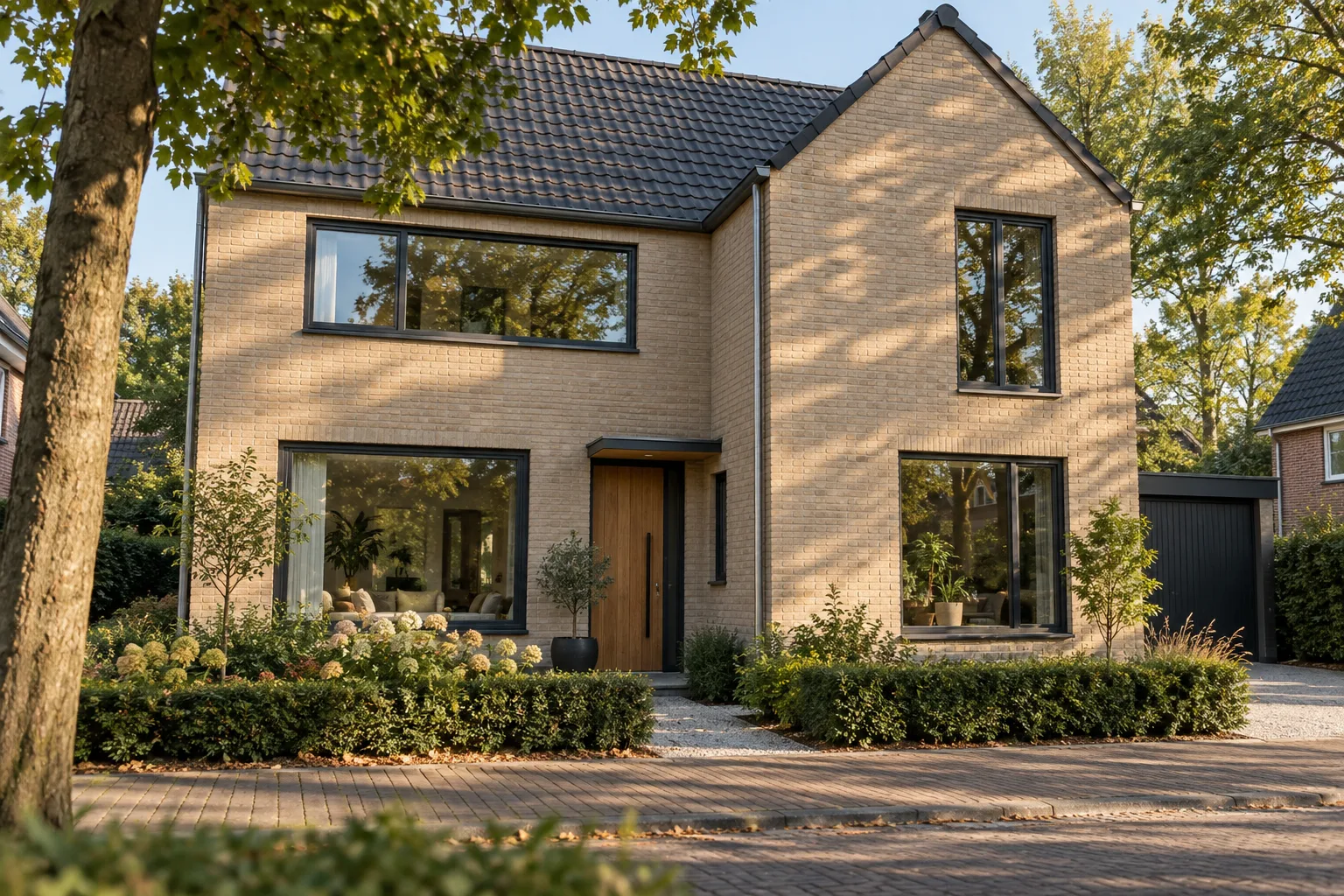 Illustratieve woning met kozijnen als onderwerp voor een lokale dienstenpagina.
