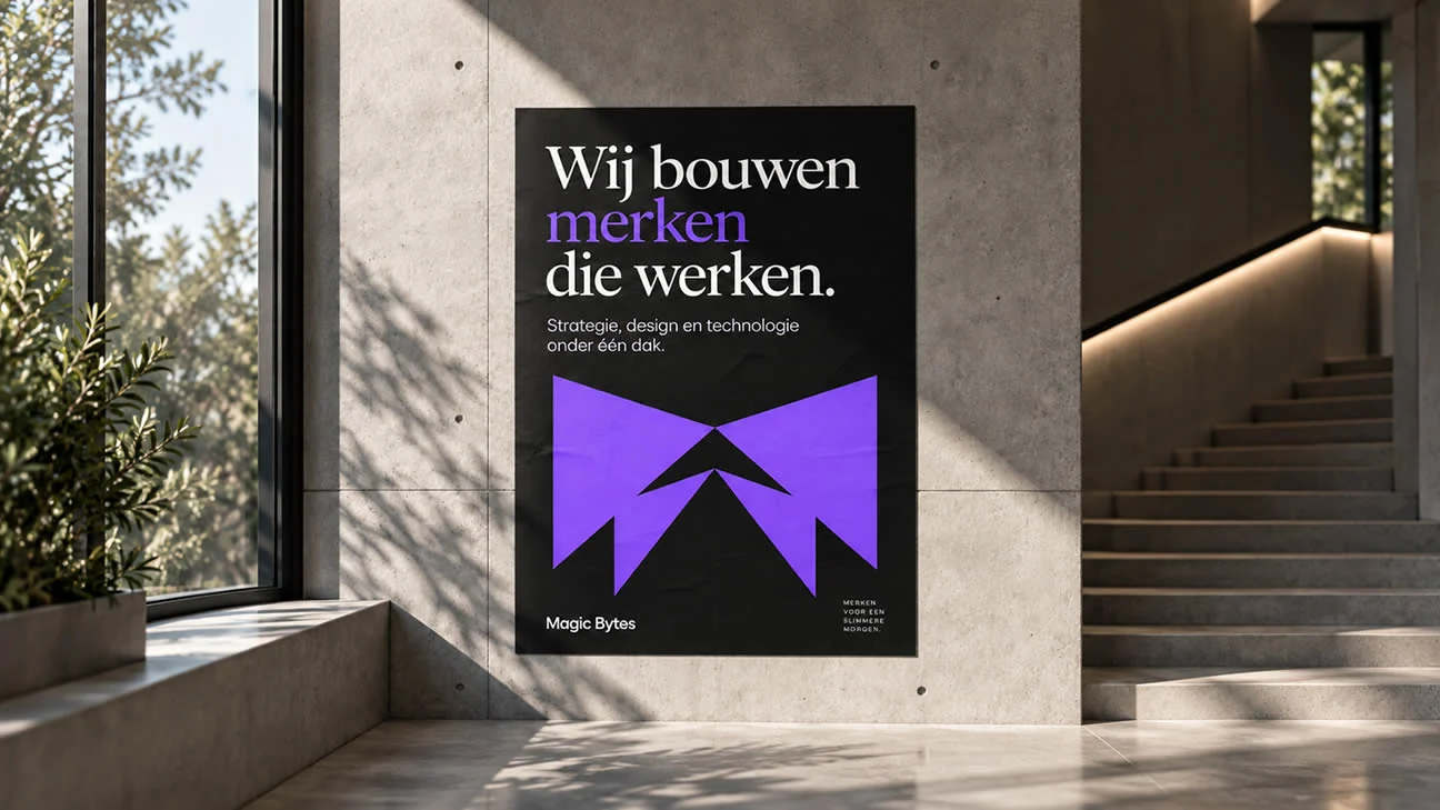 Magic Bytes-poster met Wij bouwen merken die werken.