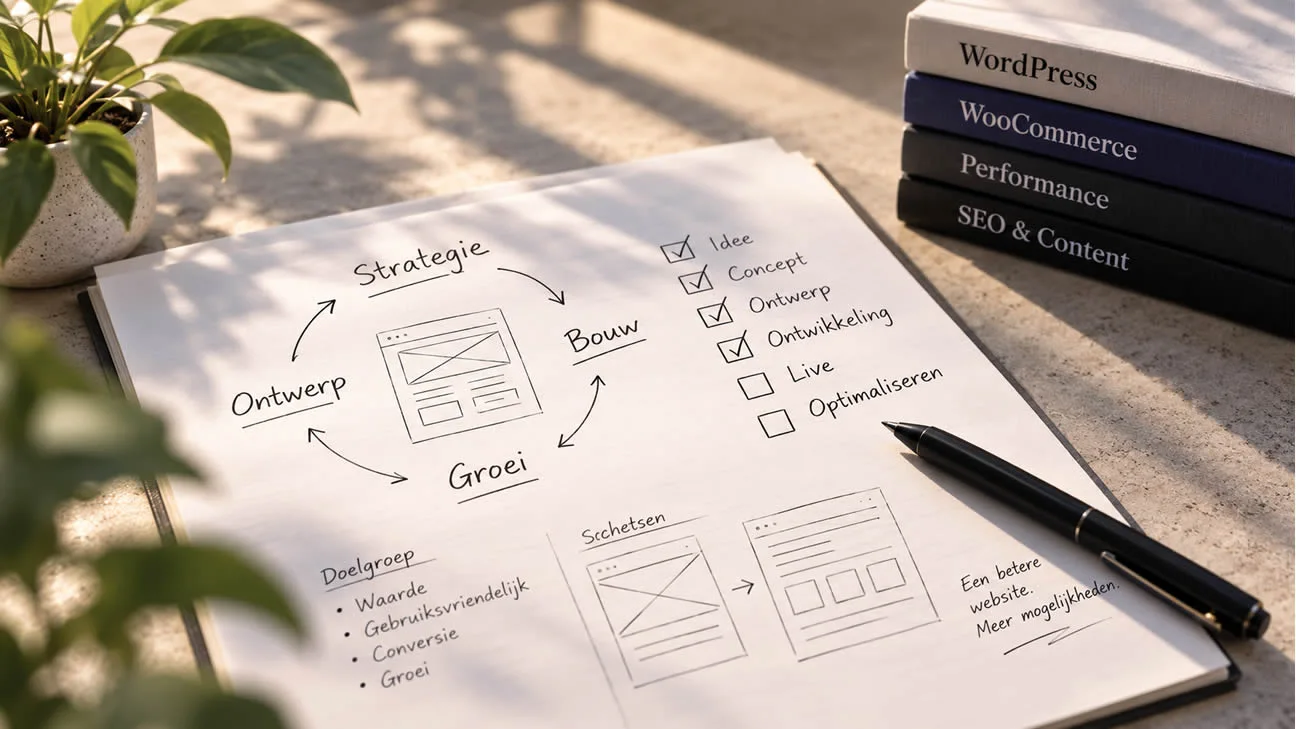 Een plan voor strategie, ontwerp, bouw en groei, met een checklist voor websiteontwikkeling.